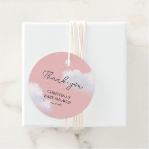 We're on Cloud 9 Pink Girl Baby Shower Thank You Favour Tags