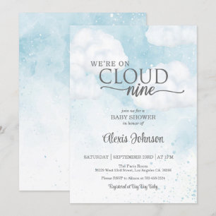We're on Cloud Nine Baby Shower (Boy)   Invitation