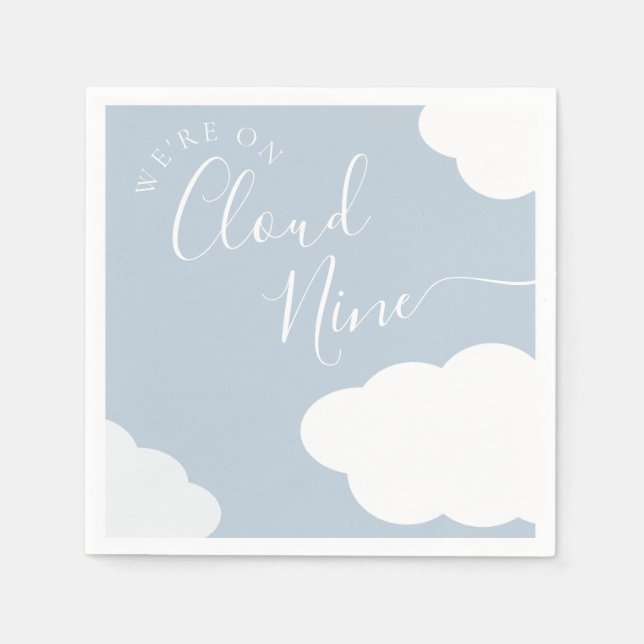 We're On Cloud Nine Baby Shower Napkin (Front)