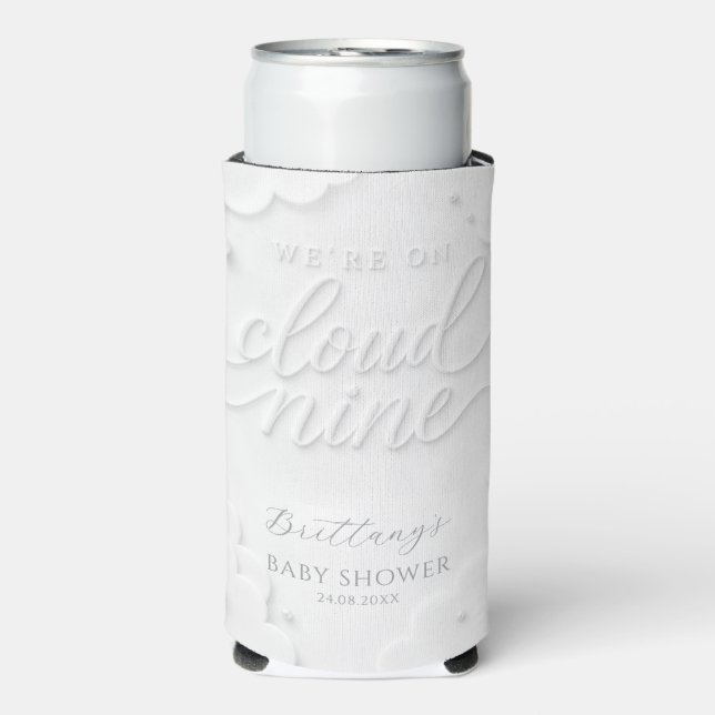 We're on Cloud Nine Baby Shower  Seltzer Can Cooler (Seltzer Front)