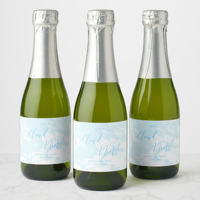 We're On Cloud Nine Baby Shower Sparkling Wine Label (Bottles)