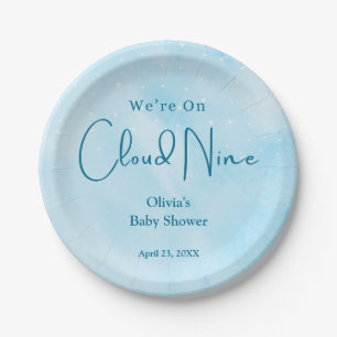 We're on Cloud Nine Boy Baby Shower Paper Plate