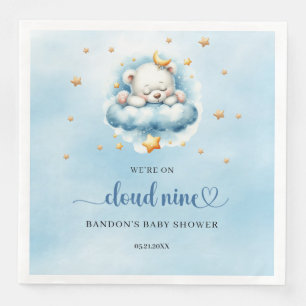 We're on cloud nine sleeping teddy bear boy napkin