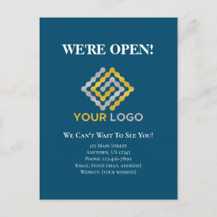 We're Open Business Reopening Announcement Postcard