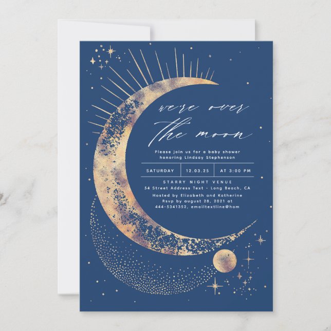 We're Over The Moon Baby Shower Invitation (Front)