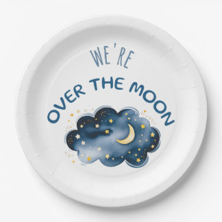 We're Over The Moon Baby Shower Paper Plate