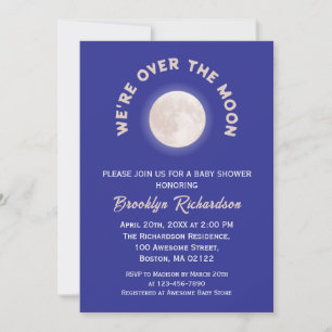 We're Over The Moon Fun Gender Neutral Baby Shower Invitation