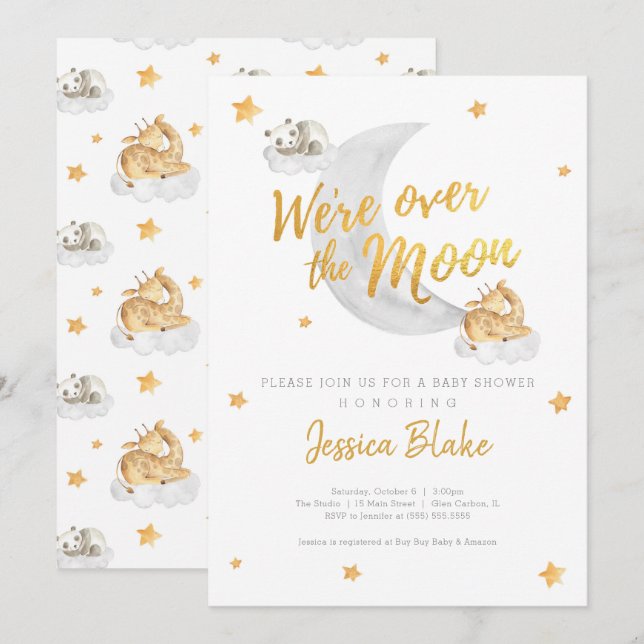 We're Over The Moon Invitation (Front/Back)