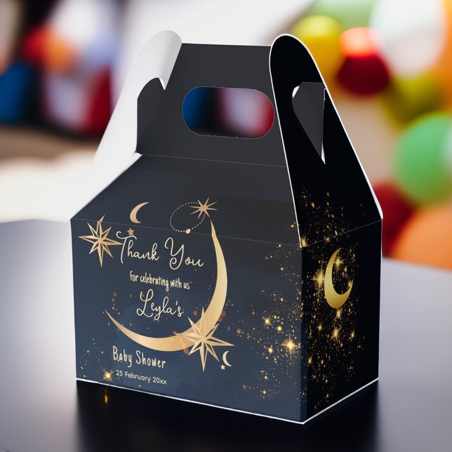 We're Over the Moon starry night Baby Shower Favor Box (We're Over the Moon starry night Baby Shower Favor Box Moon baby shower favor box)