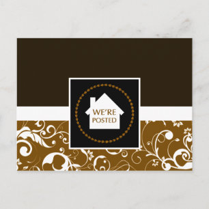 we're posted announcement : professional damask postcard