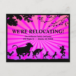 We're Relocating-Bold Colourful Moving Announcemen Postcard