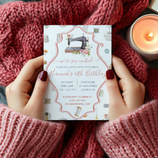 We're Sew Excited!  Sewing Themed Birthday Party Invitation