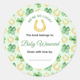 We're So Lucky Horseshoe St Patrick's Baby Shower Classic Round Sticker