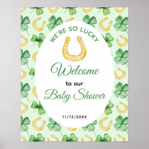 We're So Lucky Horseshoe St Patrick's Baby Shower Poster