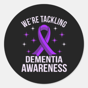 We're Tackling Dementia Awareness Alzheimer's Purp Classic Round Sticker