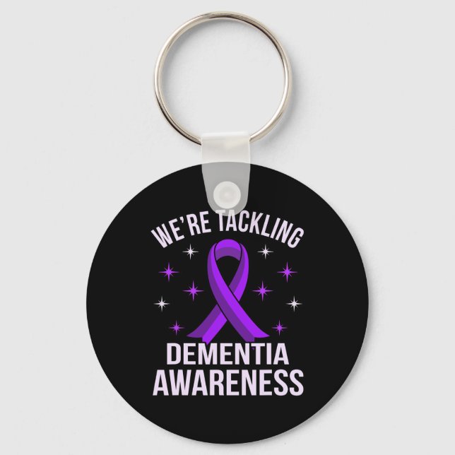 We're Tackling Dementia Awareness Alzheimer's Purp Keychain (Front)