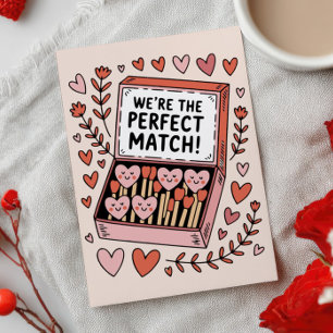 We're The Perfect Match Cute Funny Valentine's Day Holiday Card