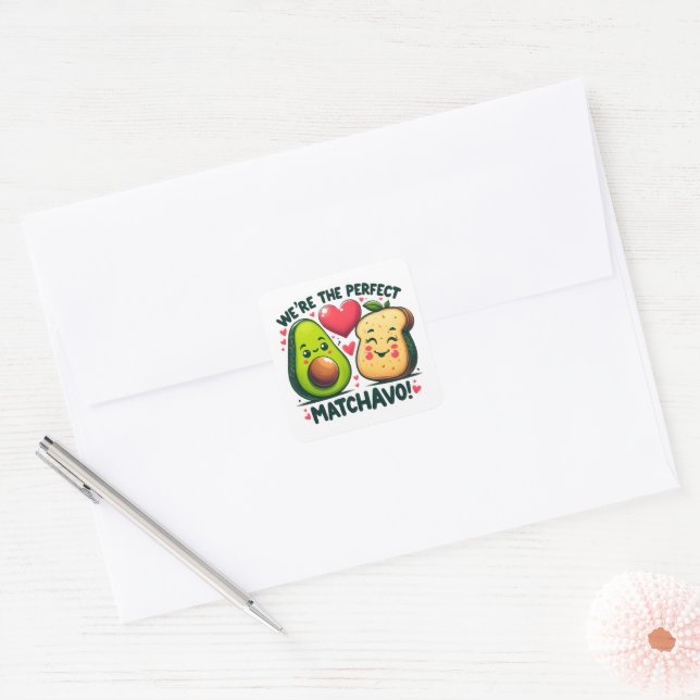 Were the Perfect Matchavo Adorable Couples Square Sticker (Envelope)