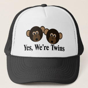 We're Twins 2 Boys Monkeys Trucker Hat