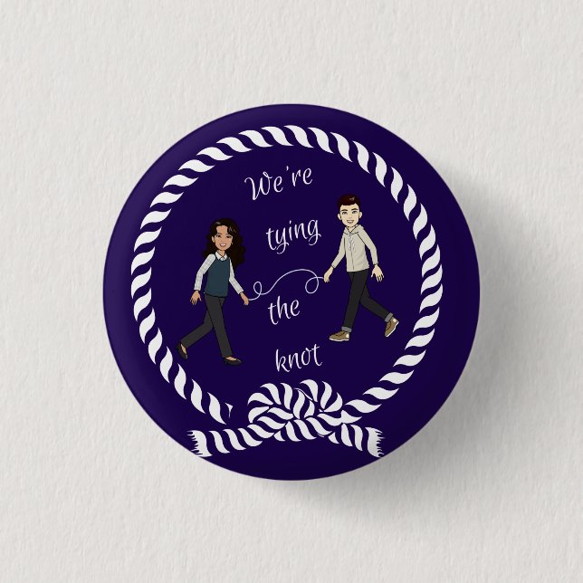 We're Tying The Knot Nautical Coloured Anime   1 Inch Round Button (Front)