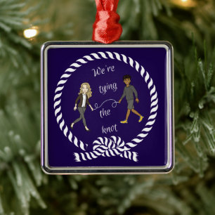 We're Tying The Knot Nautical Coloured Anime Metal Ornament