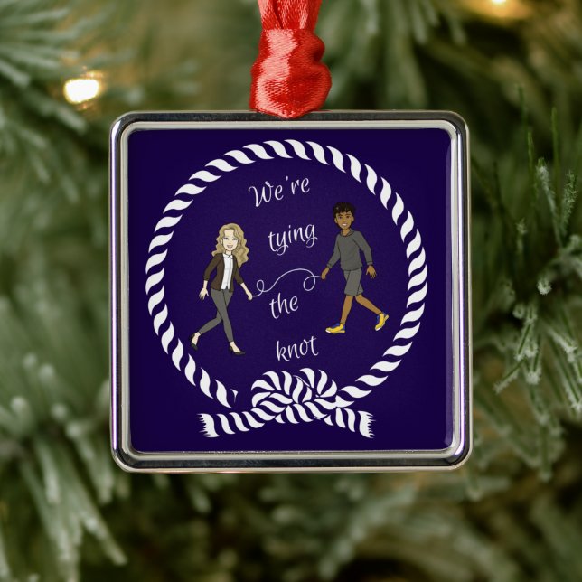 We're Tying The Knot Nautical Coloured Anime  Metal Ornament (Tree)