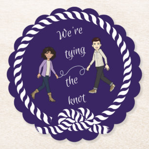 We're Tying The Knot Nautical Coloured Anime    Paper Coaster