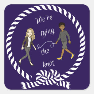 We're Tying The Knot Nautical Coloured Anime    Square Sticker