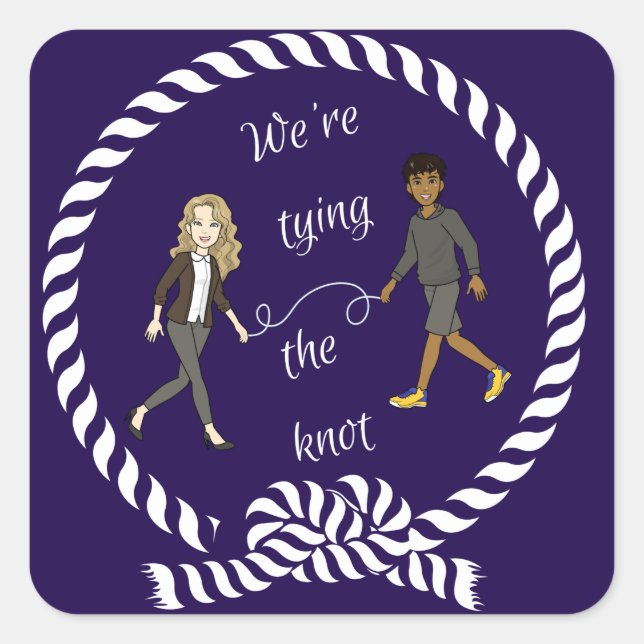 We're Tying The Knot Nautical Coloured Anime    Square Sticker (Front)