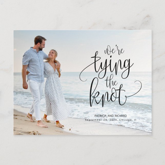 We're Tying The Knot Wedding Save The  Date Photo Postcard (Front)