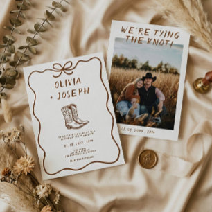 We're tying the knot Western Ranch Photo Wedding Invitation