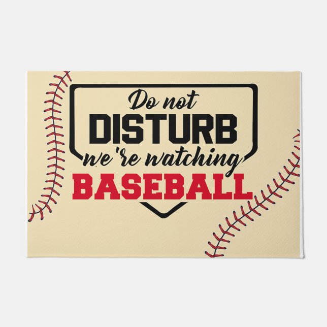 We're Watching Baseball Mat, Baseball Lovers Gift Doormat (Front)