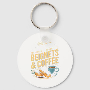 Wered By Beignets And Coffee Funny New Orleans Quo Keychain