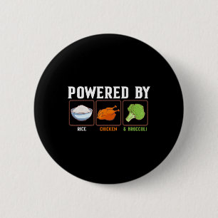 Wered By Rice Chicken And Broccoli Funny New Year  2 Inch Round Button