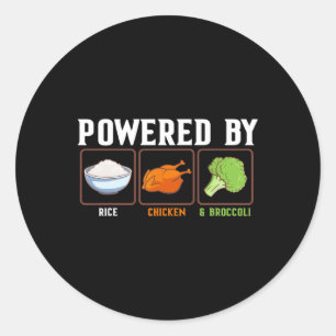 Wered By Rice Chicken And Broccoli Funny New Year  Classic Round Sticker