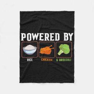 Wered By Rice Chicken And Broccoli Funny New Year Fleece Blanket