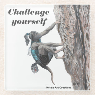 Wererat Girl Rock Climbing Challenge Glass Coaster