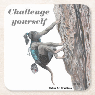 Wererat Girl Rock Climbing Challenge Paper Coaster