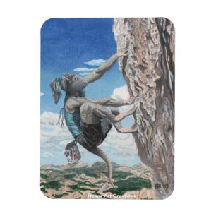 Wererat Girl Rock Climbing Flexible Magnet