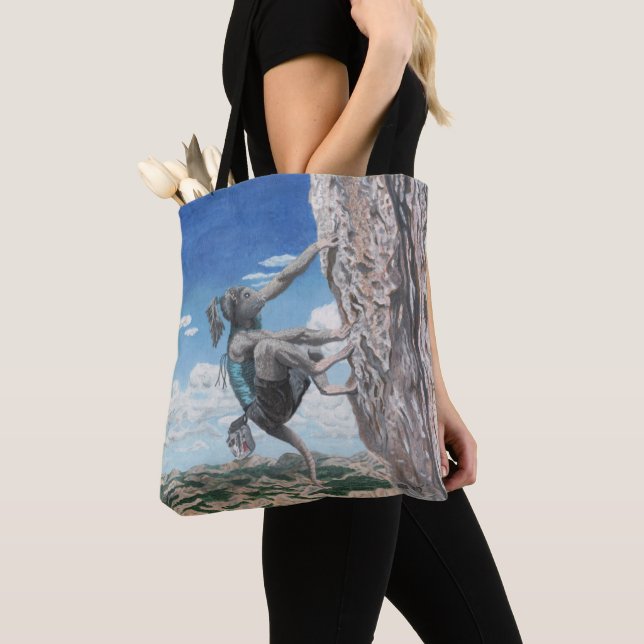 Wererat Girl Rock Climbing Graphic Tote Bag (Close Up)