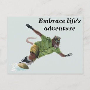 Wererat Snowboarder Sport Fantasy Art Postcard