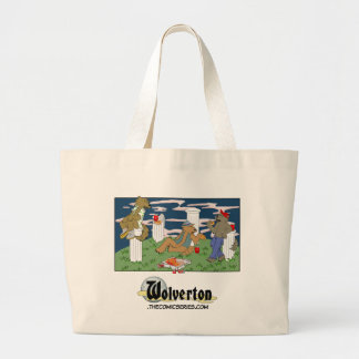 Werewoles Eating Pizza Large Tote Bag