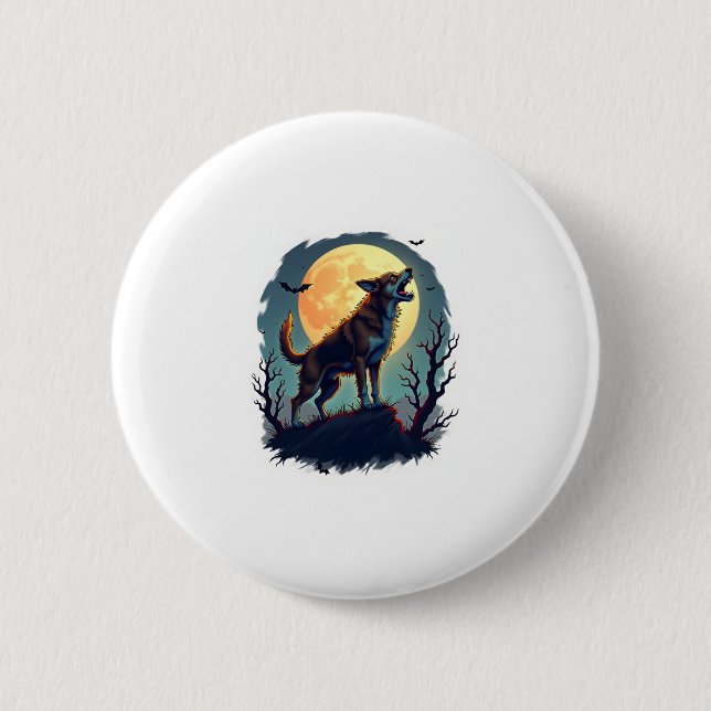Werewolf Beagle Howl 2 Inch Round Button (Front)