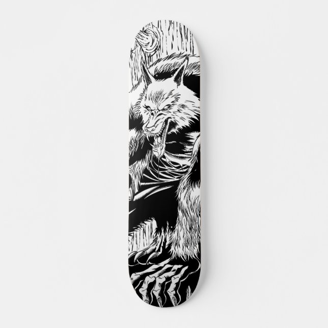 Werewolf black and white skateboard (Front)