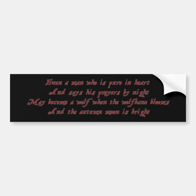Werewolf Bumper Sticker (Front)