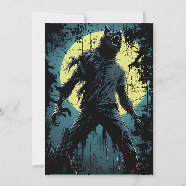 werewolf by night  wolf ripping invitation (Front)
