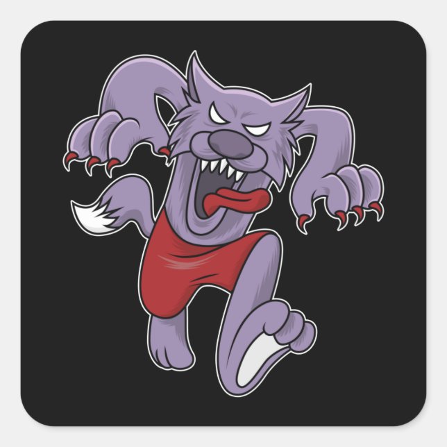 Werewolf cartoon scary werewolves Halloween Gift Square Sticker (Front)
