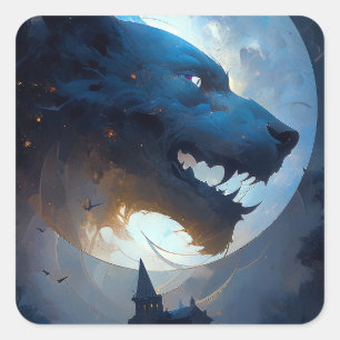 Werewolf Dark Fantasy Horror Square Sticker