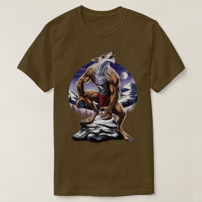 Werewolf Full Moon Howling T-Shirt (Design Front)
