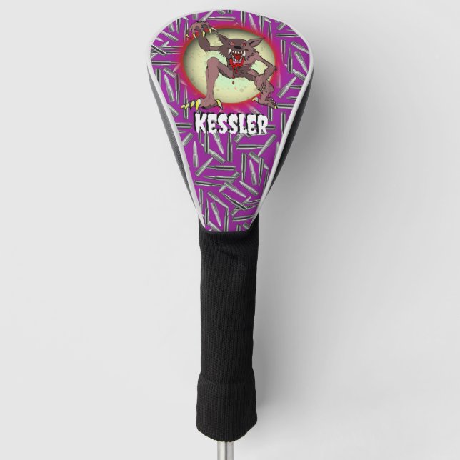 Werewolf Full Moon Purple Halloween Personalize Golf Head Cover (Front)